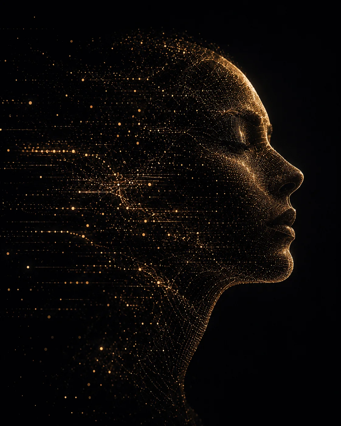 Gold particle profile representing AI music direction